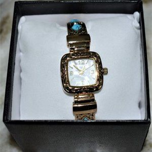 Brand New Pavana Cuff Bracelet Watch with Turquoise